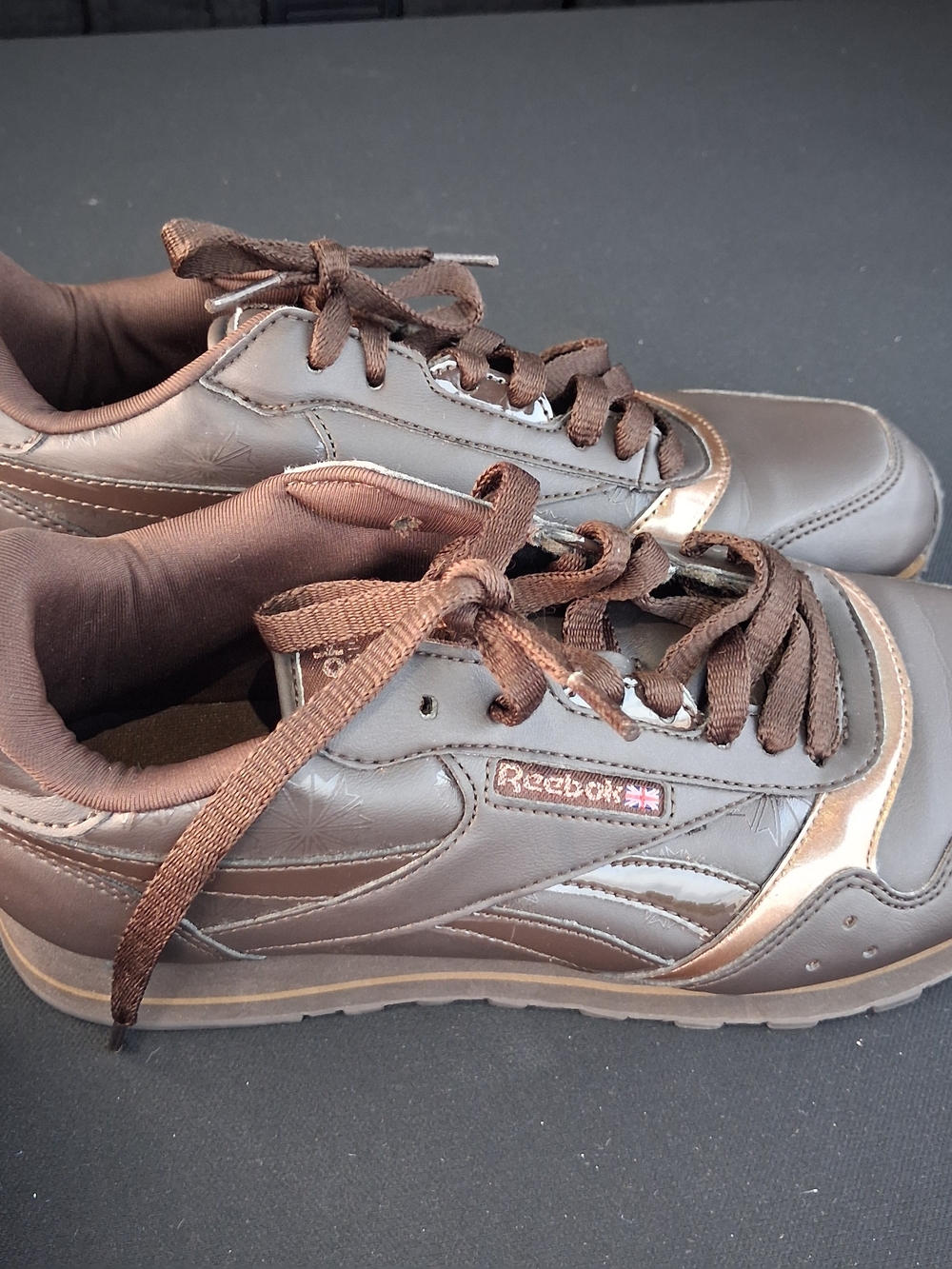 Reebok Classic Leather Brown Bronze Metallic Low Top Sneakers Womens - Picture 15 of 16